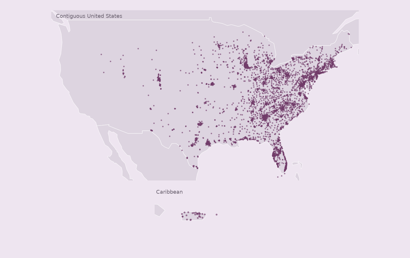 Map of collected Advance Auto Parts locations