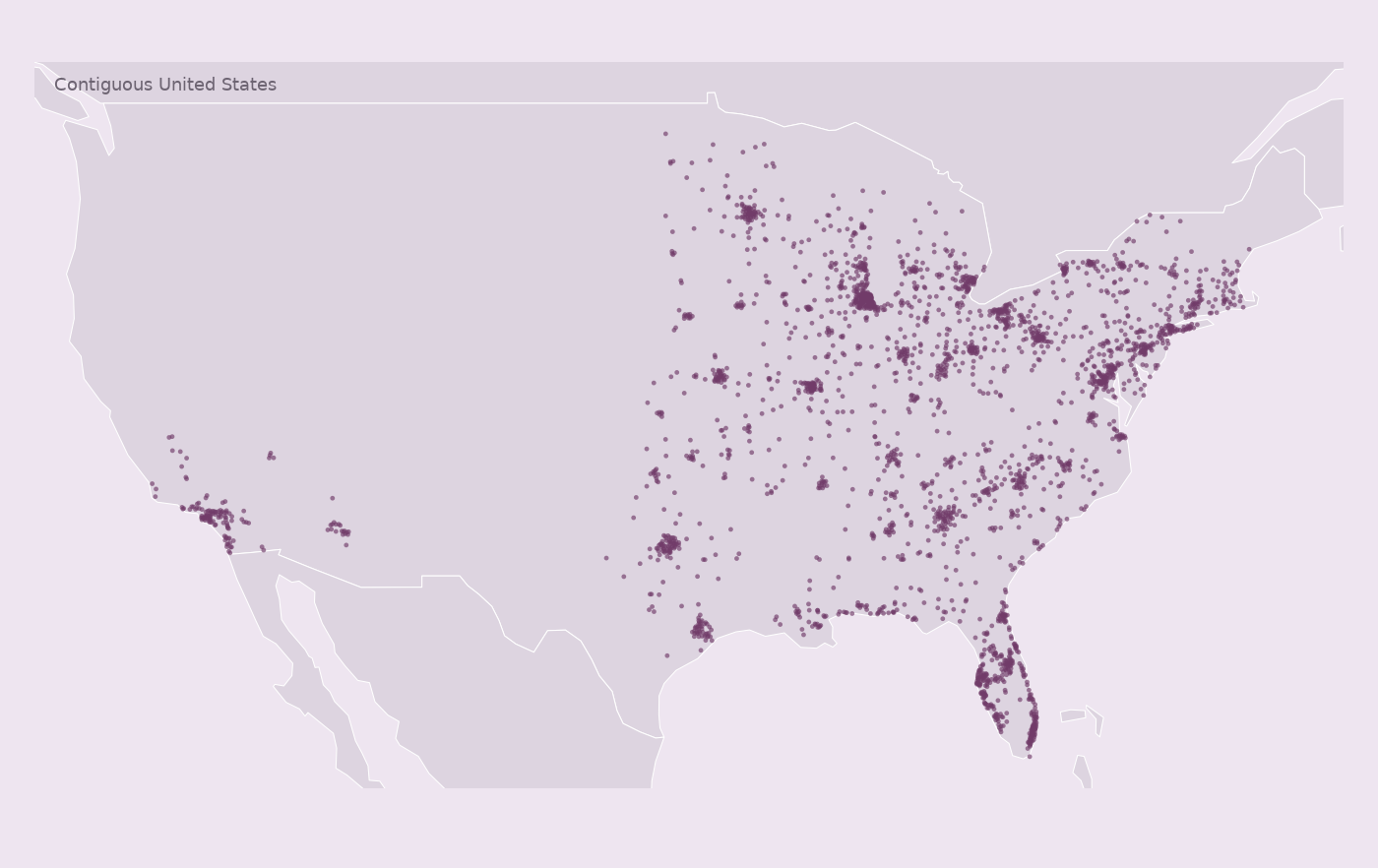 Map of collected ALDI locations