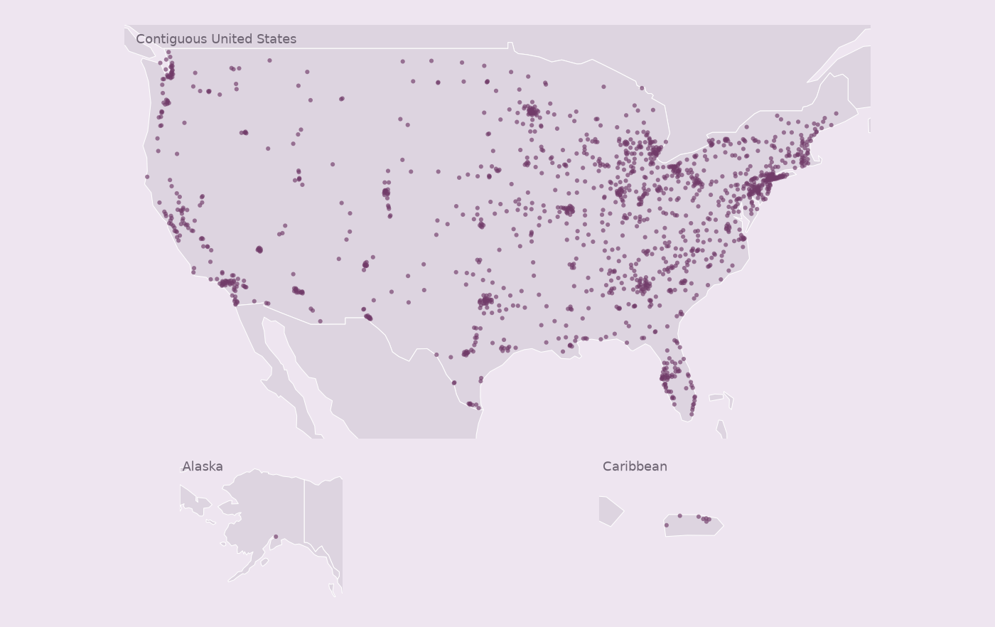 Map of collected Applebee's locations
