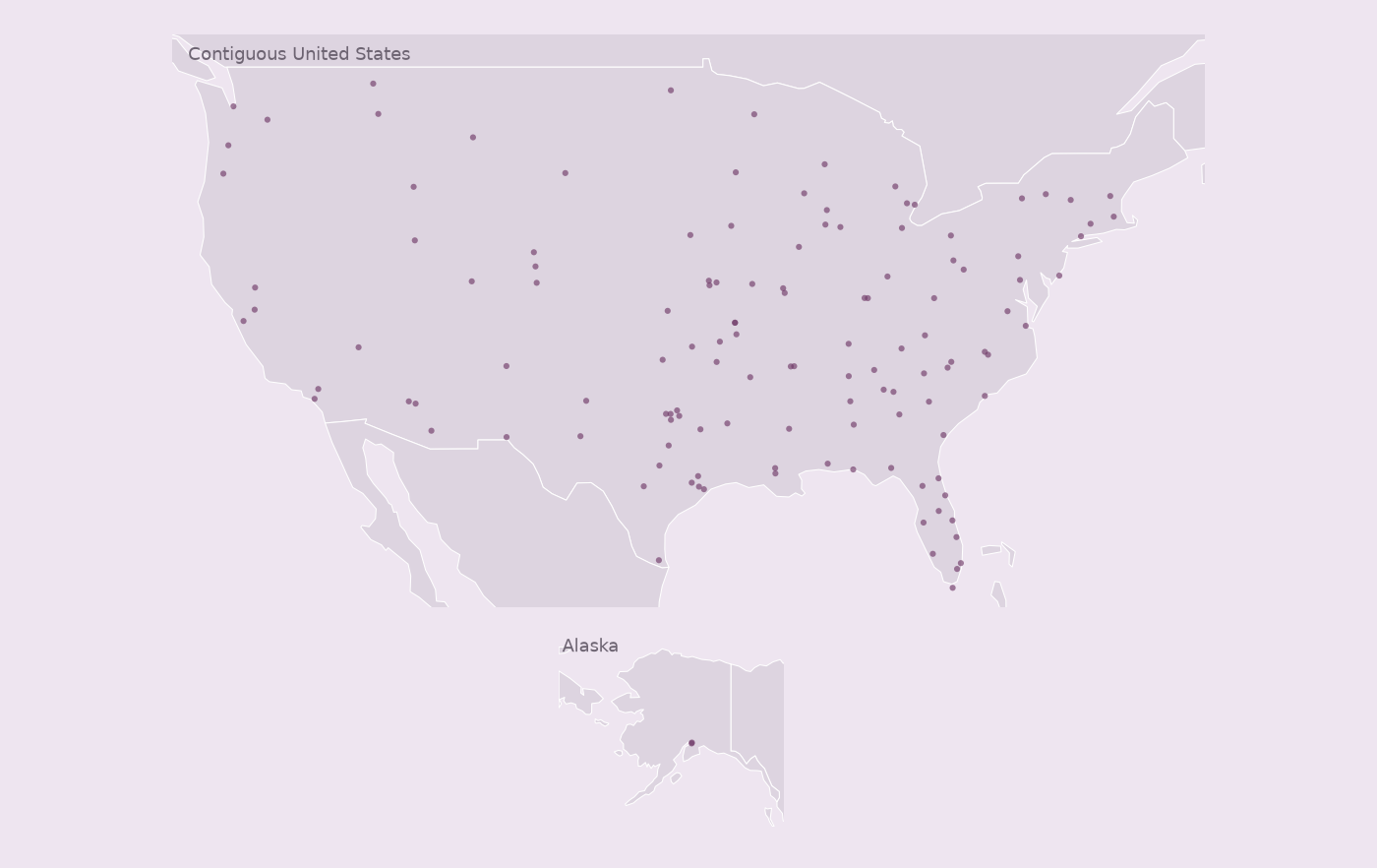 Map of collected Bass Pro Shops locations