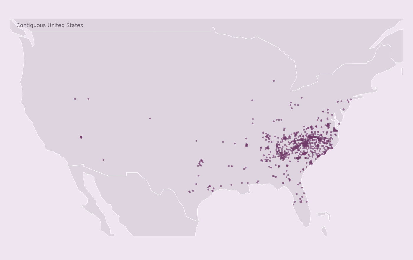 Map of collected Bojangles locations