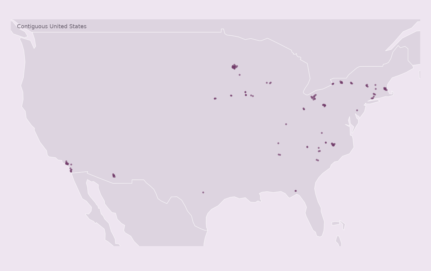 Map of collected Bruegger's Bagels locations