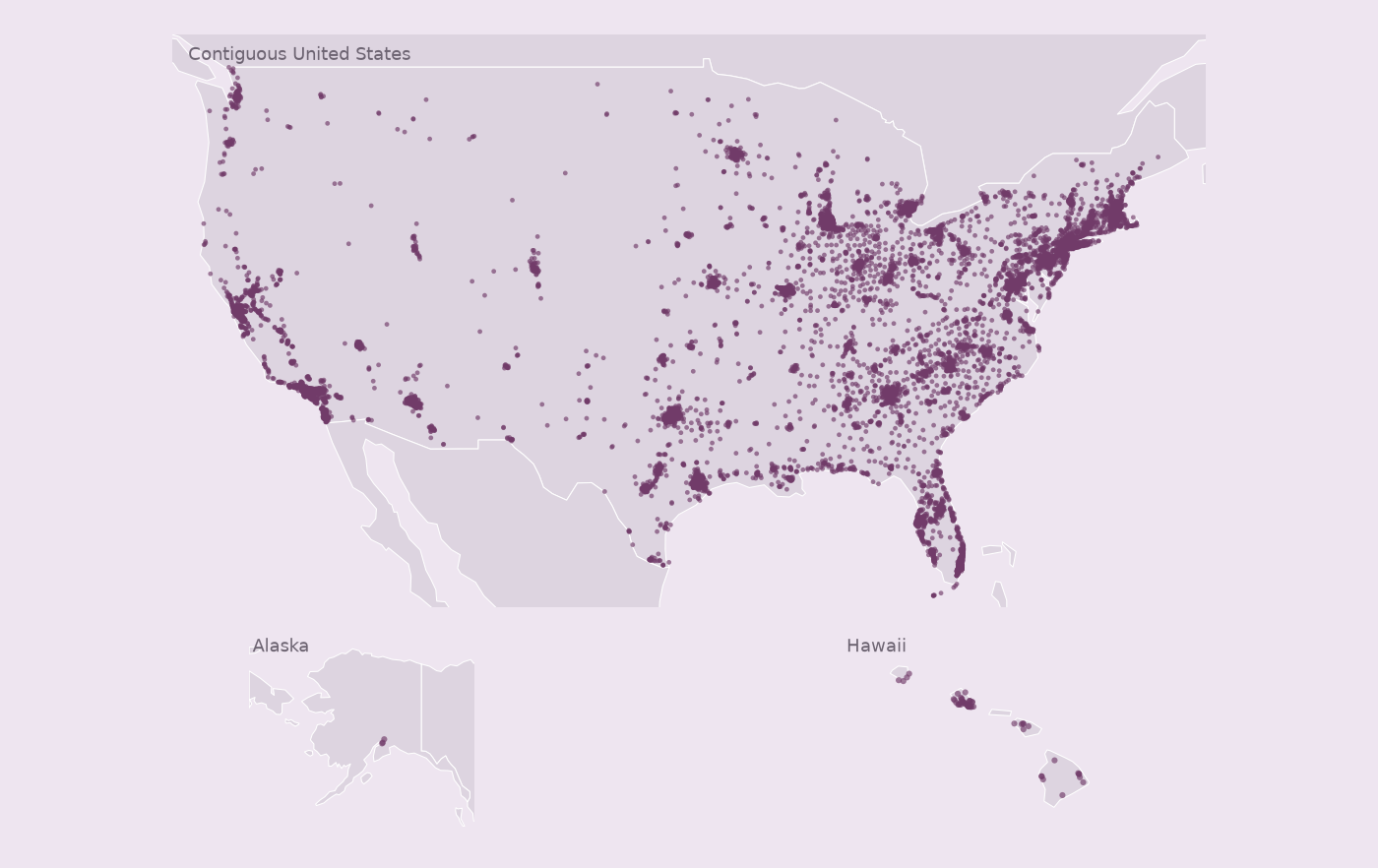 Map of collected CVS locations