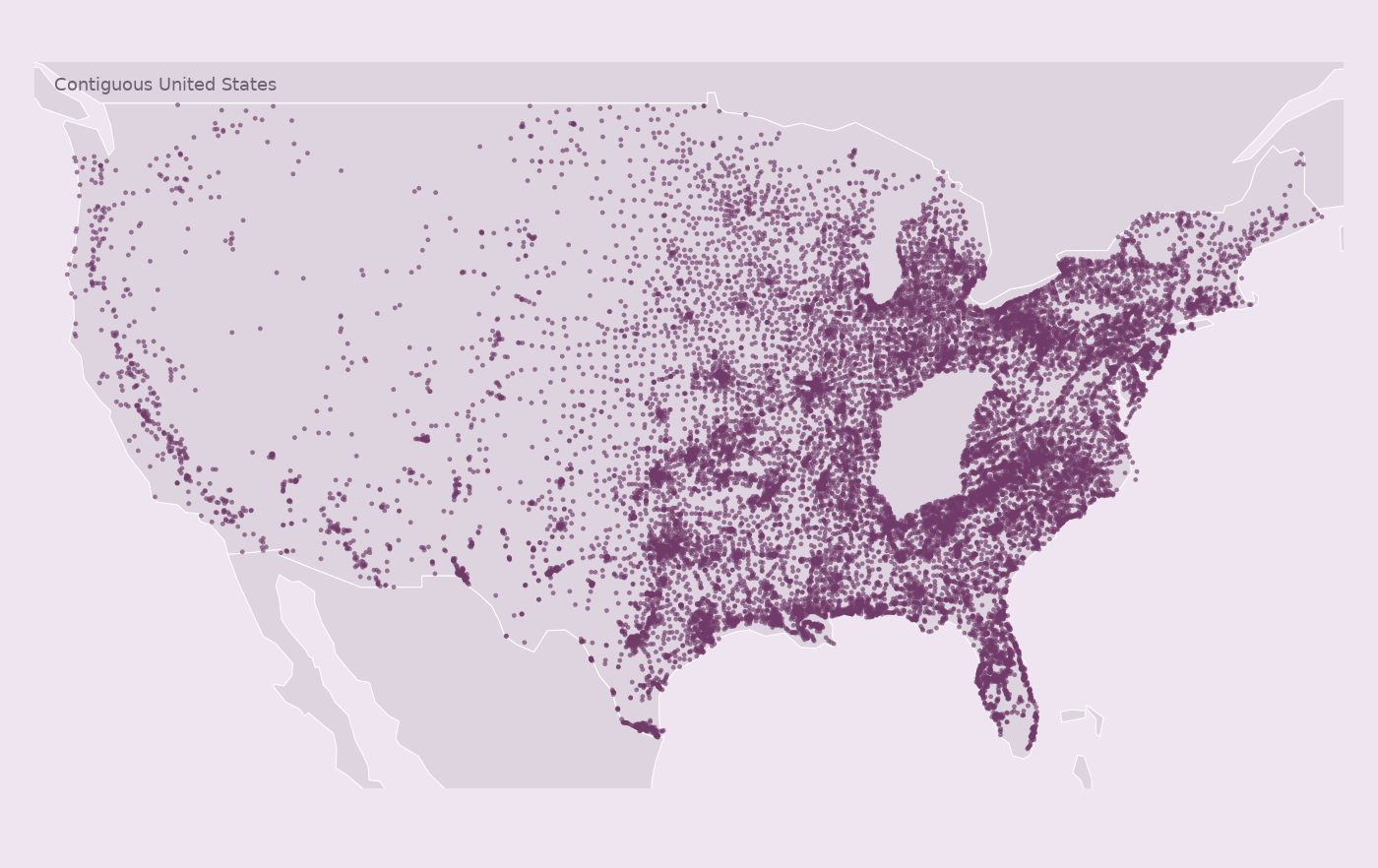 Map of collected Dollar General locations