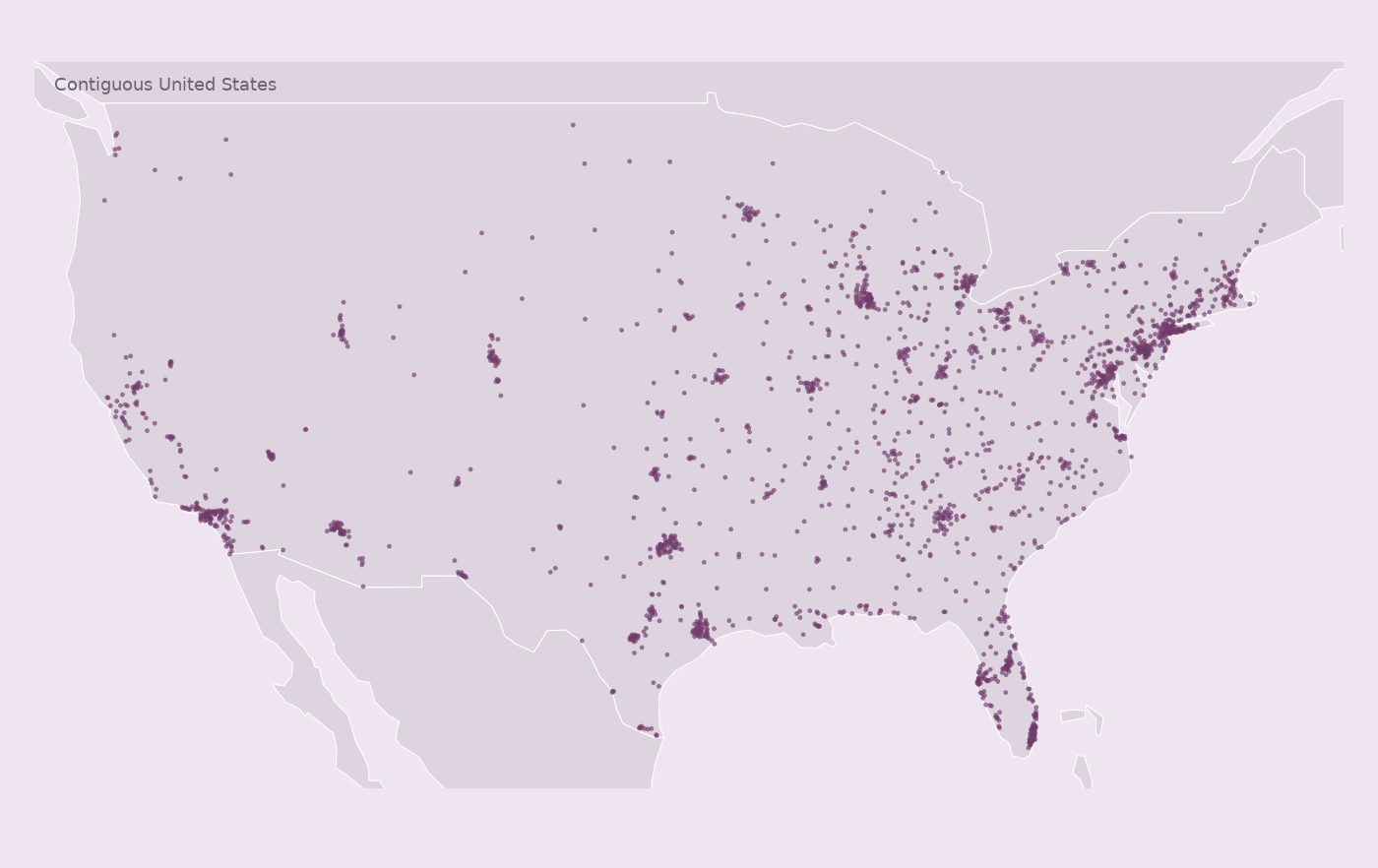 Map of collected Five Below locations