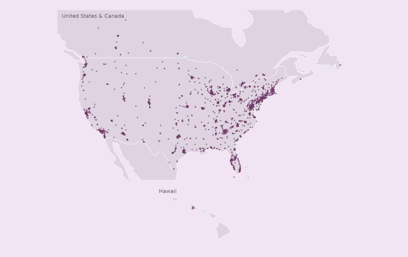 Map of collected Five Guys locations