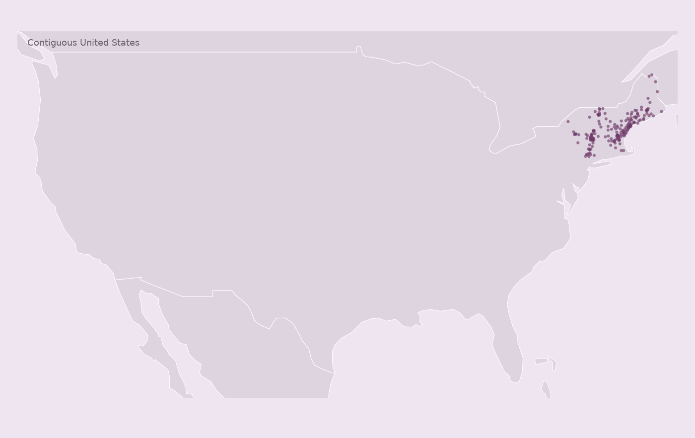 Map of collected Hannaford locations