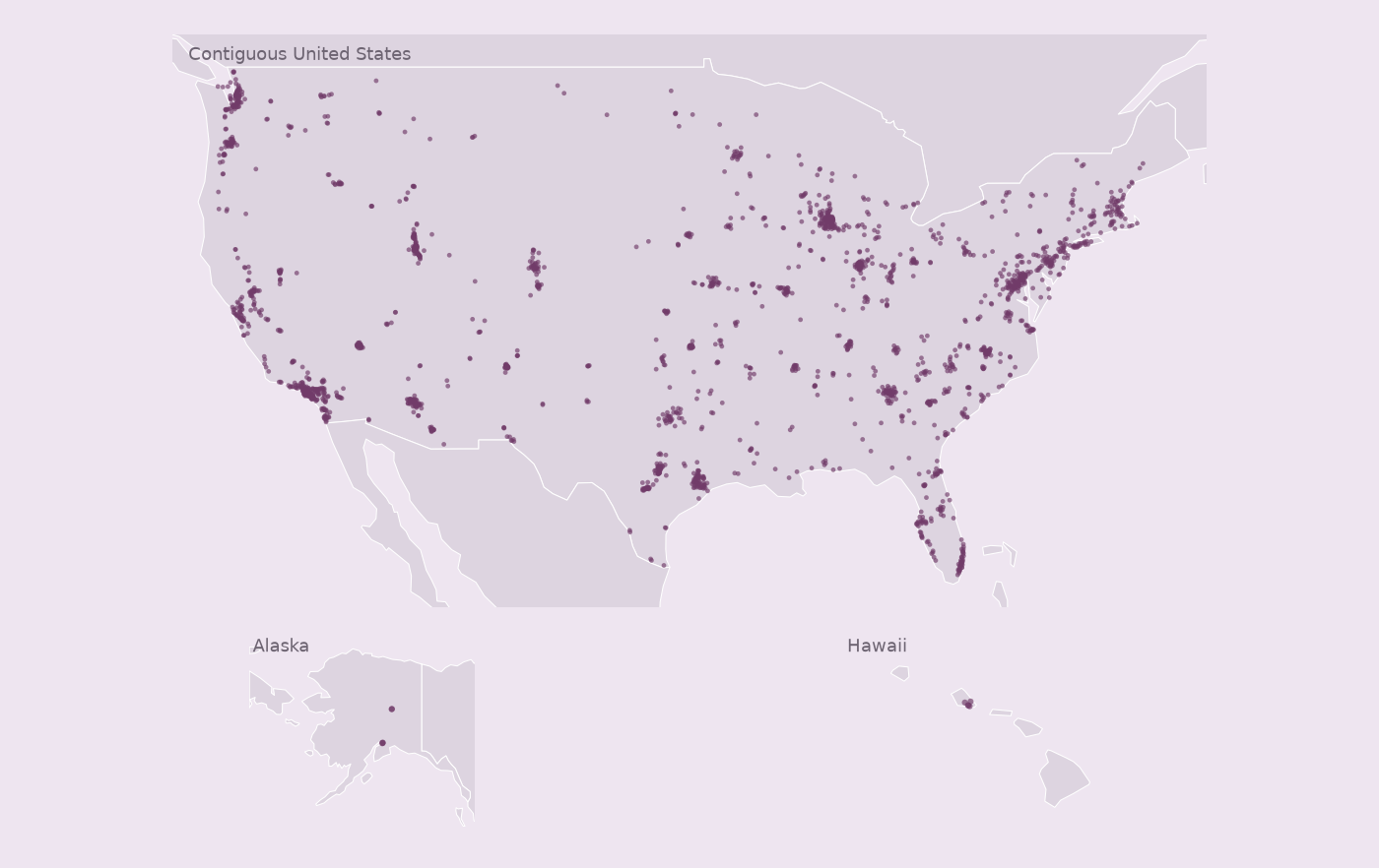 Map of collected Jiffy Lube locations