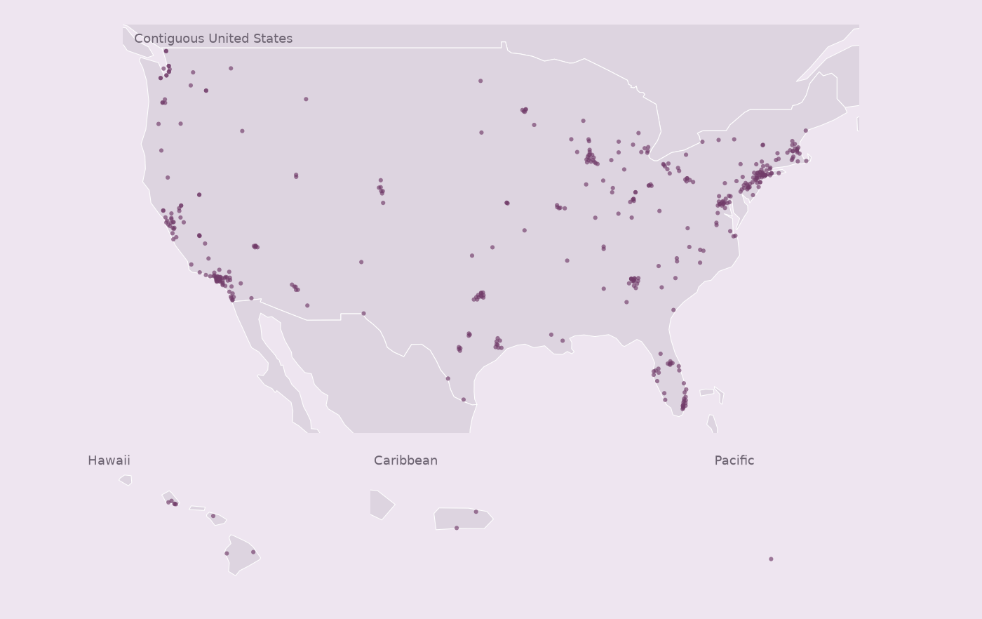 Map of collected Macy's locations
