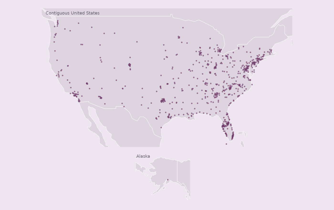 Map of collected Outback Steakhouse locations