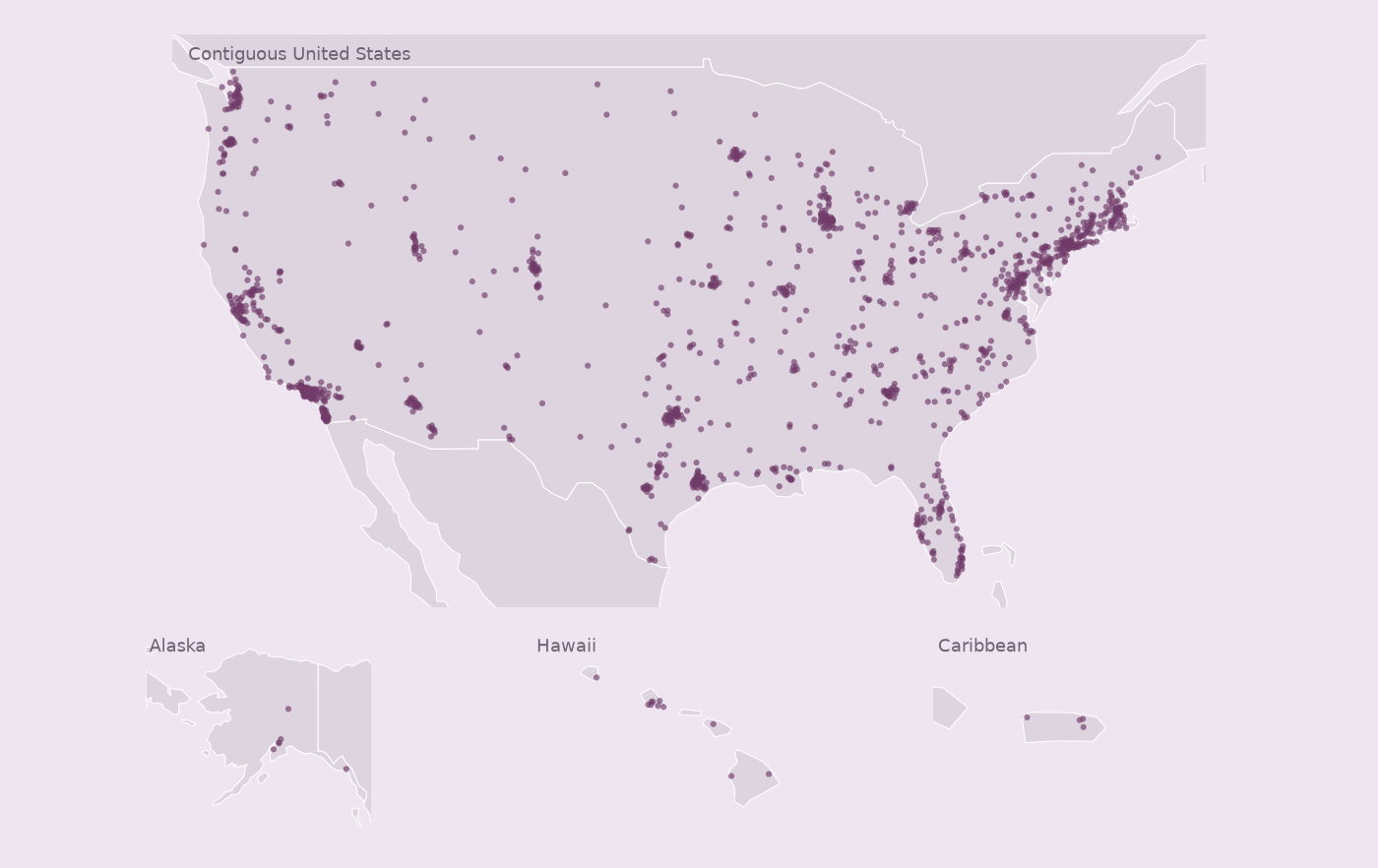 Map of collected Petco locations