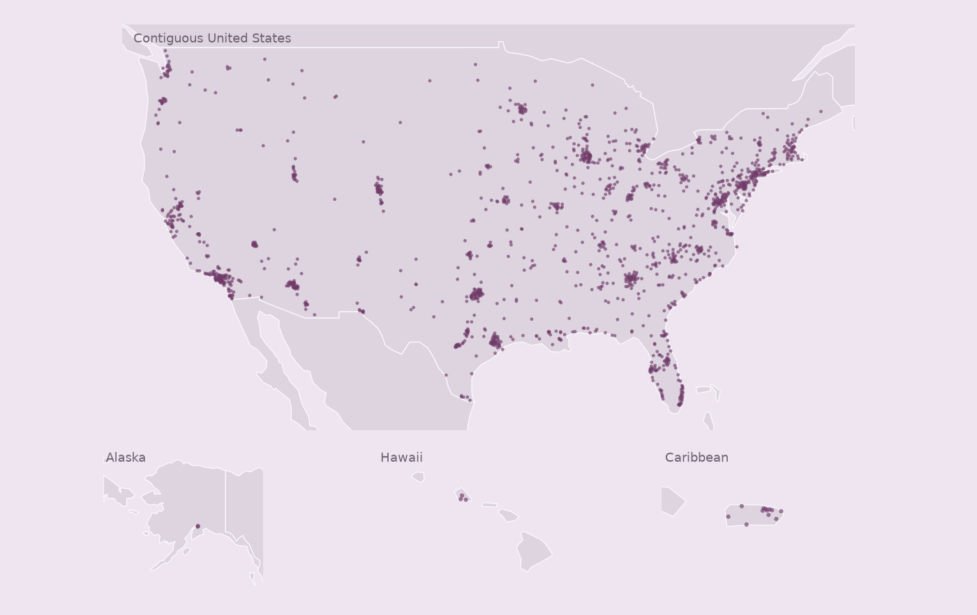 Map of collected PetSmart locations