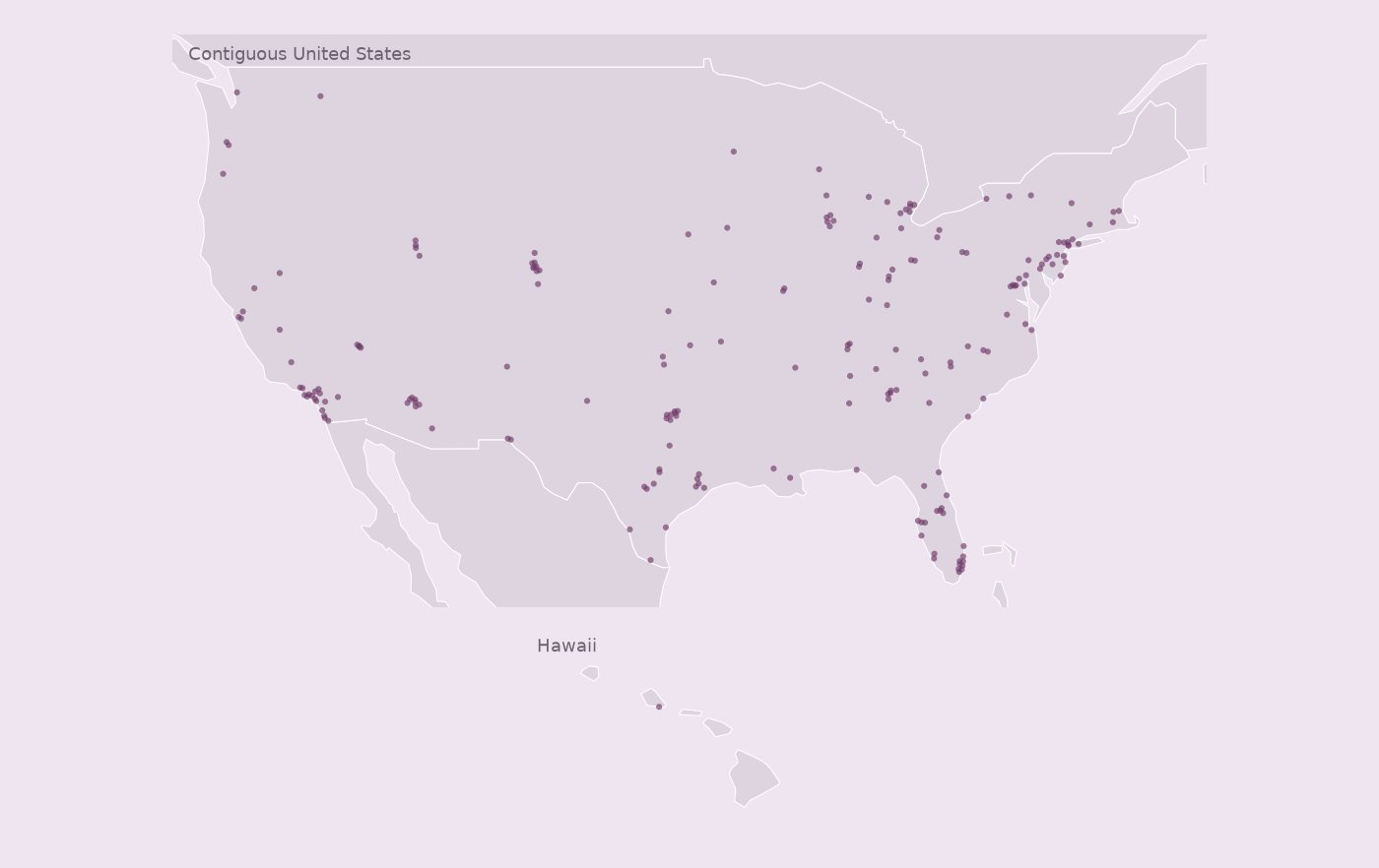 Map of collected P.F. Chang's locations