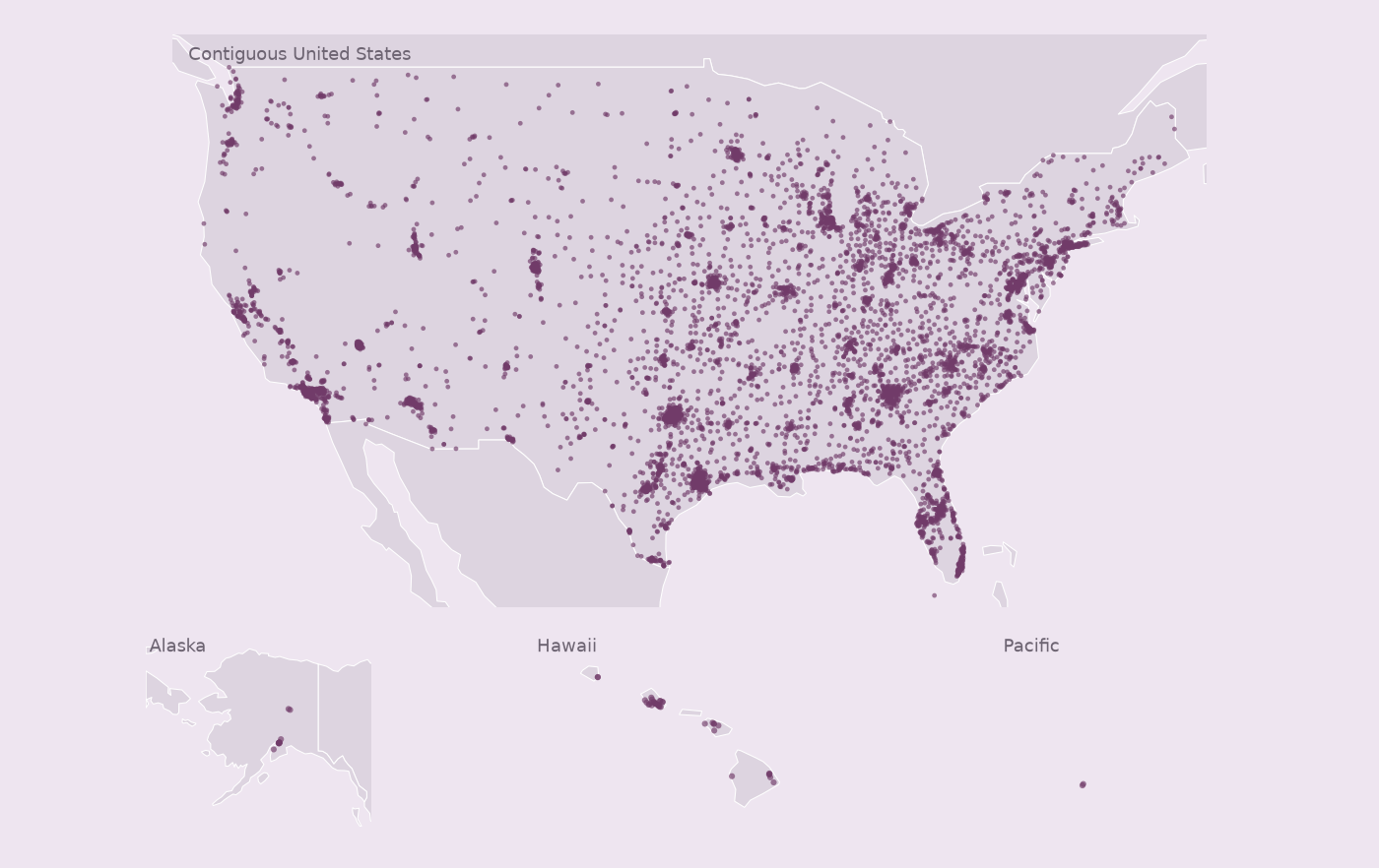 Map of collected Pizza Hut locations