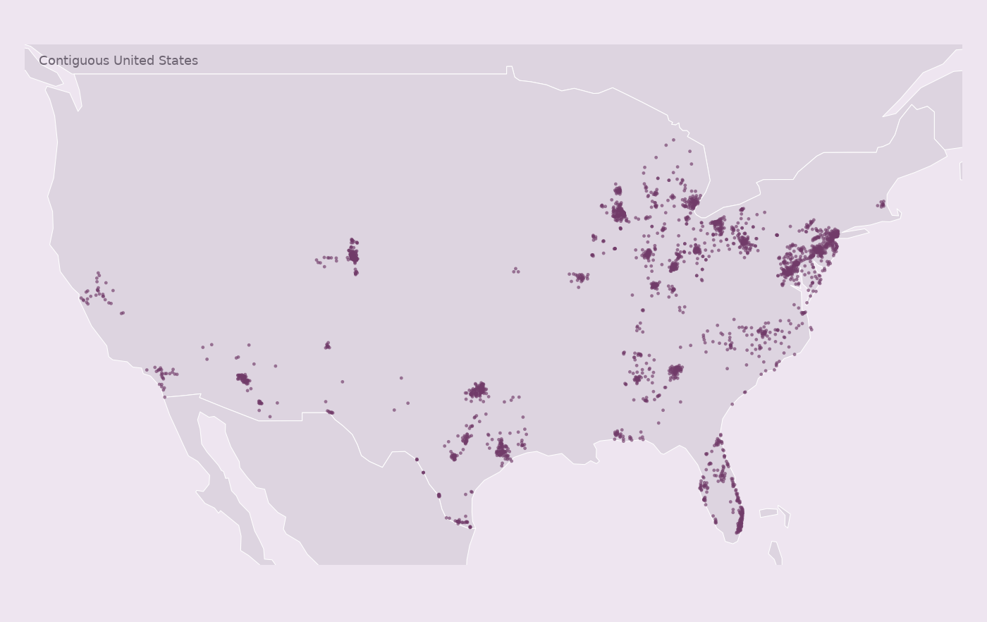 Map of collected PNC Bank locations