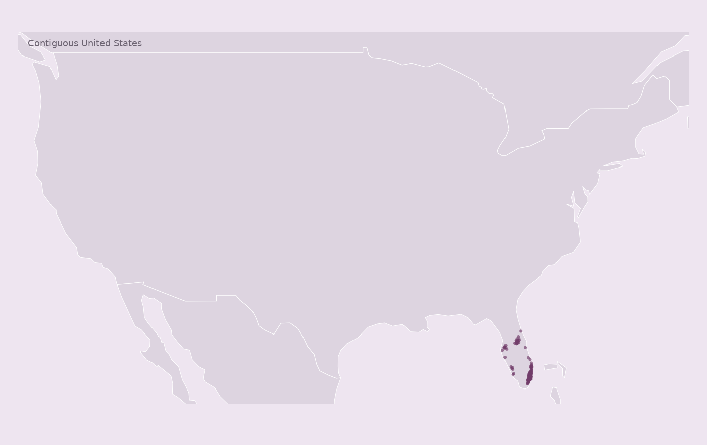 Map of collected Pollo Tropical locations