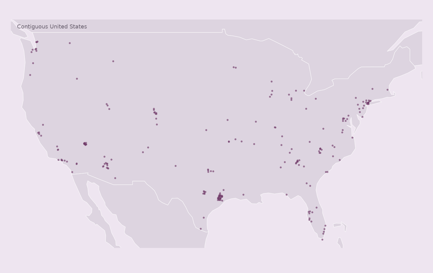 Map of collected PostNet locations