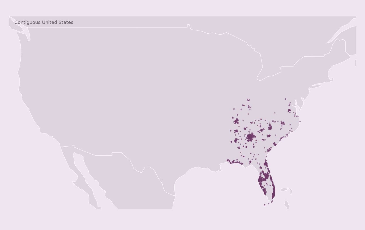 Map of collected Publix locations