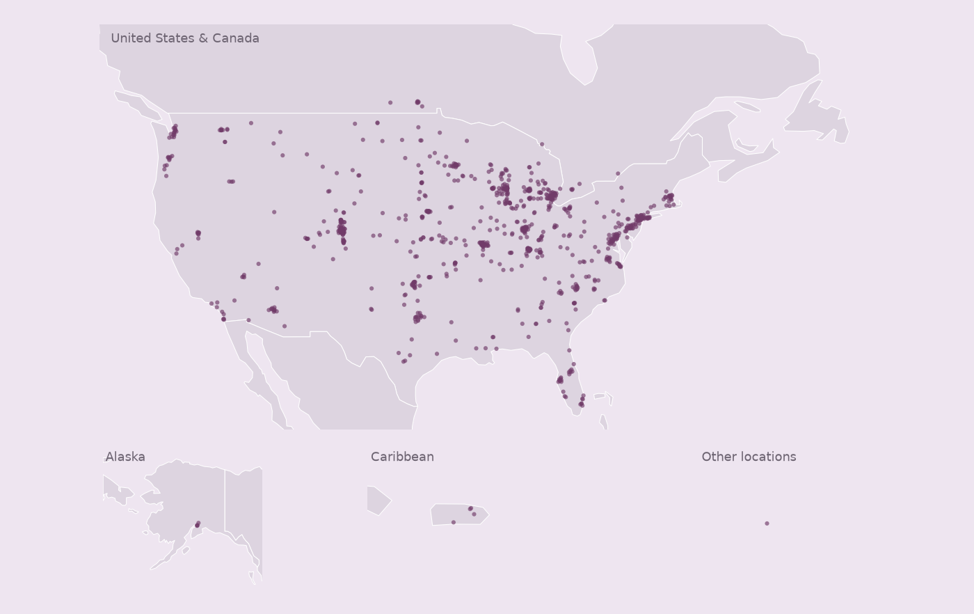 Map of collected Qdoba locations