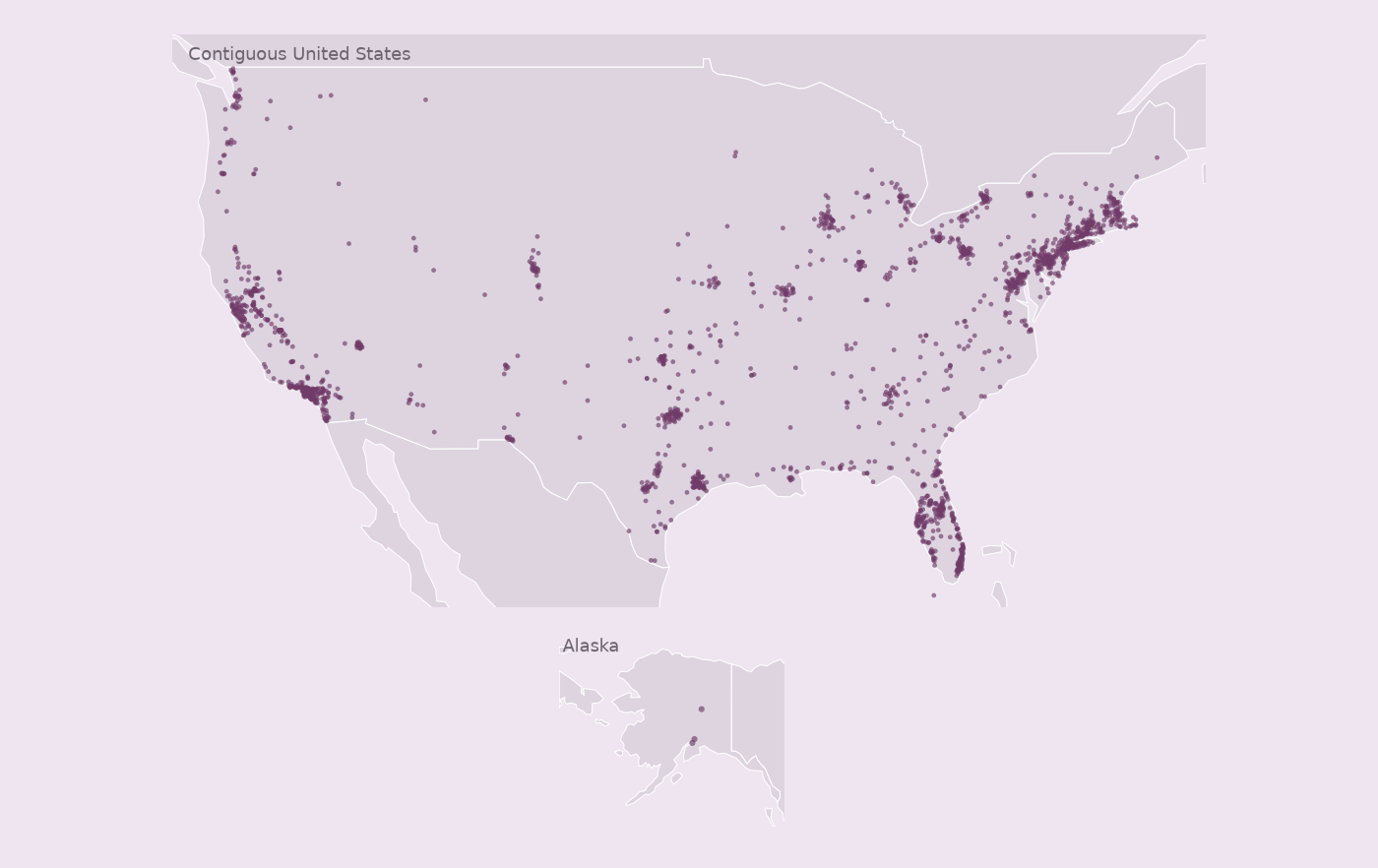Map of collected Quest Diagnostics locations