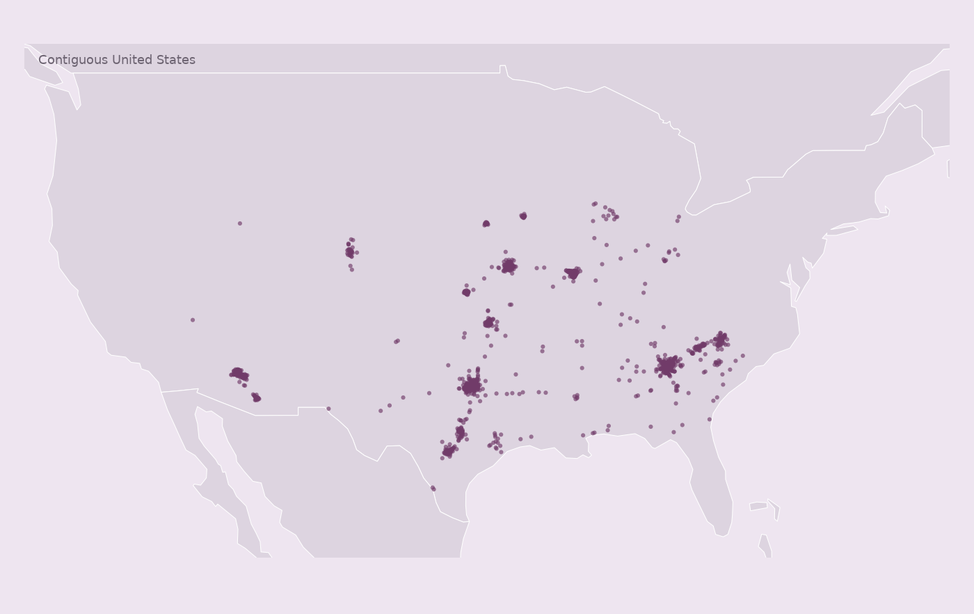 Map of collected QuikTrip locations