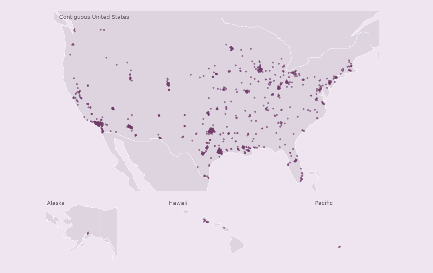 Map of collected Raising Cane's locations
