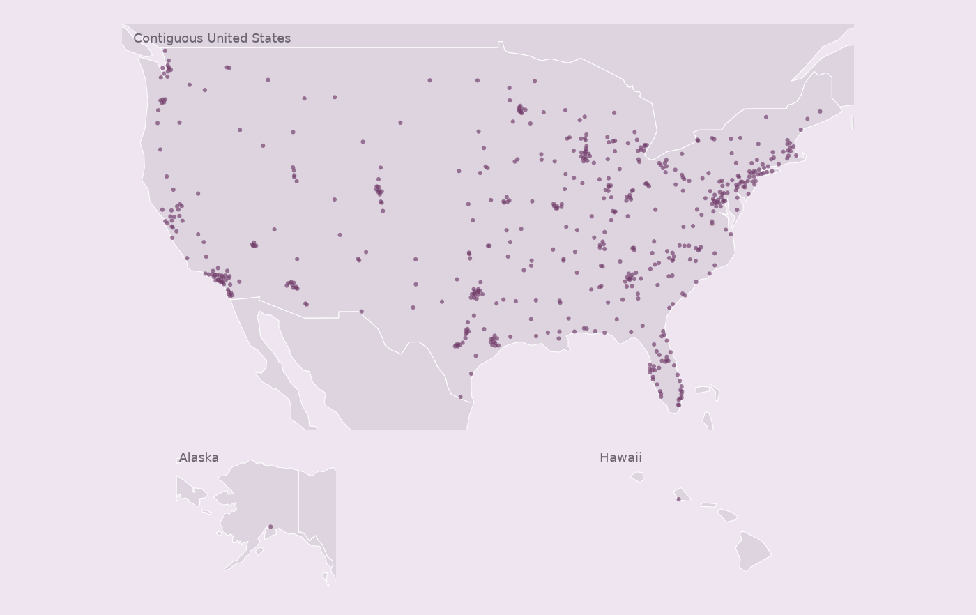Map of collected Sleep Number locations
