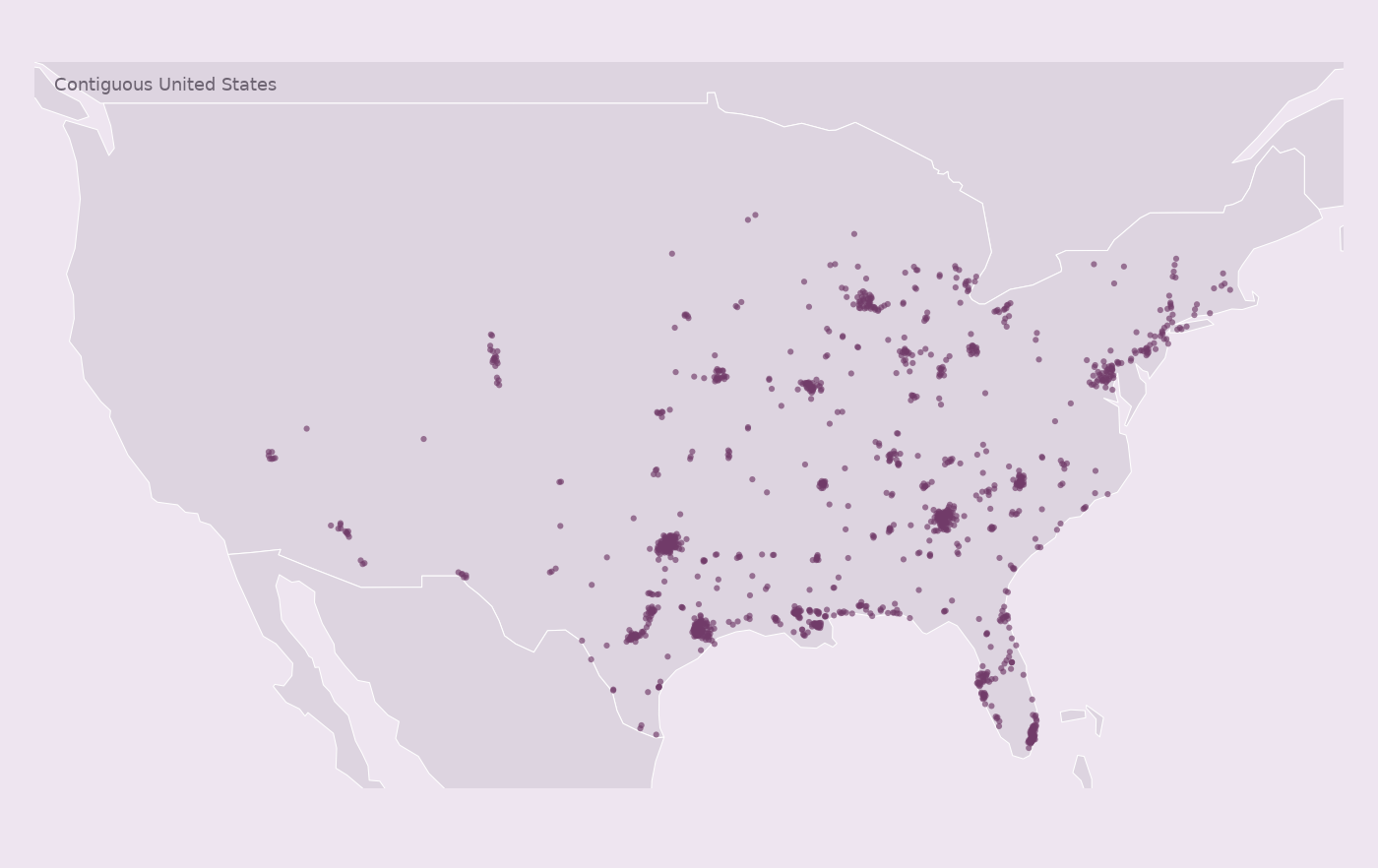Map of collected Smoothie King locations