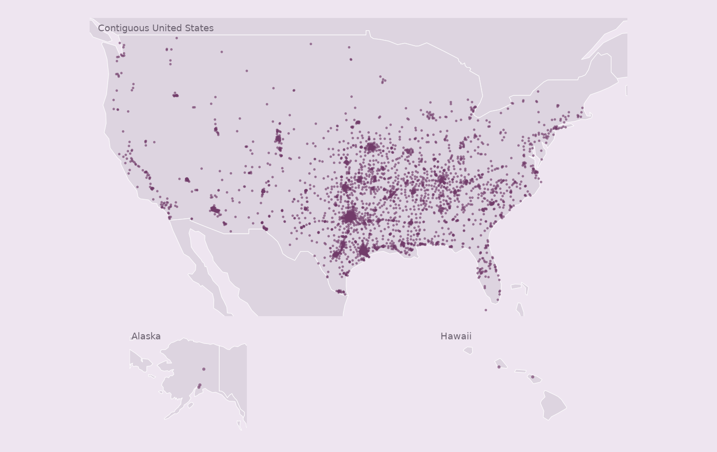 Map of collected Sonic Drive-In locations