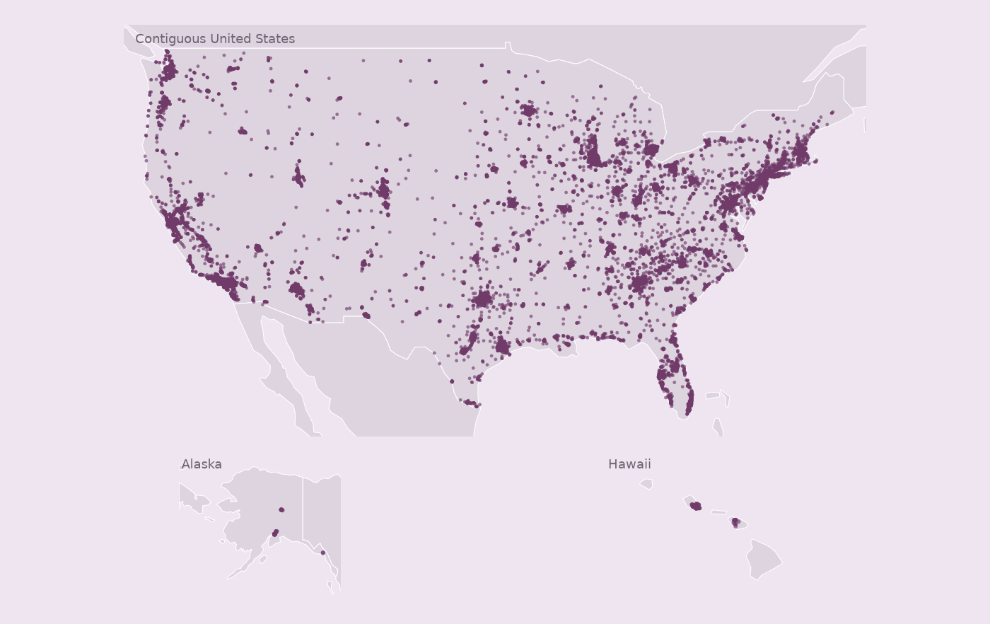 Map of collected Starbucks locations