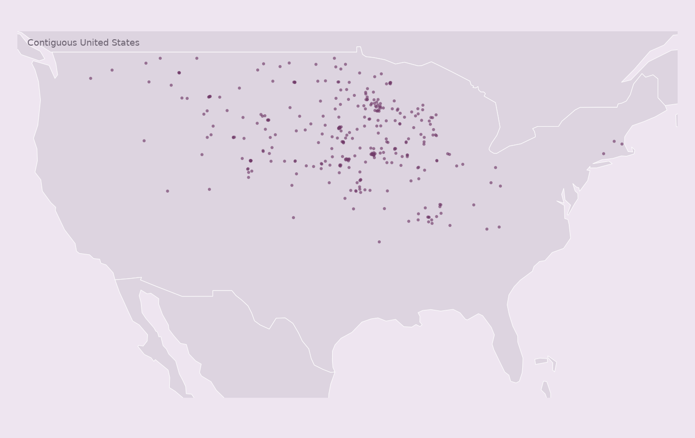 Map of collected Taco John's locations