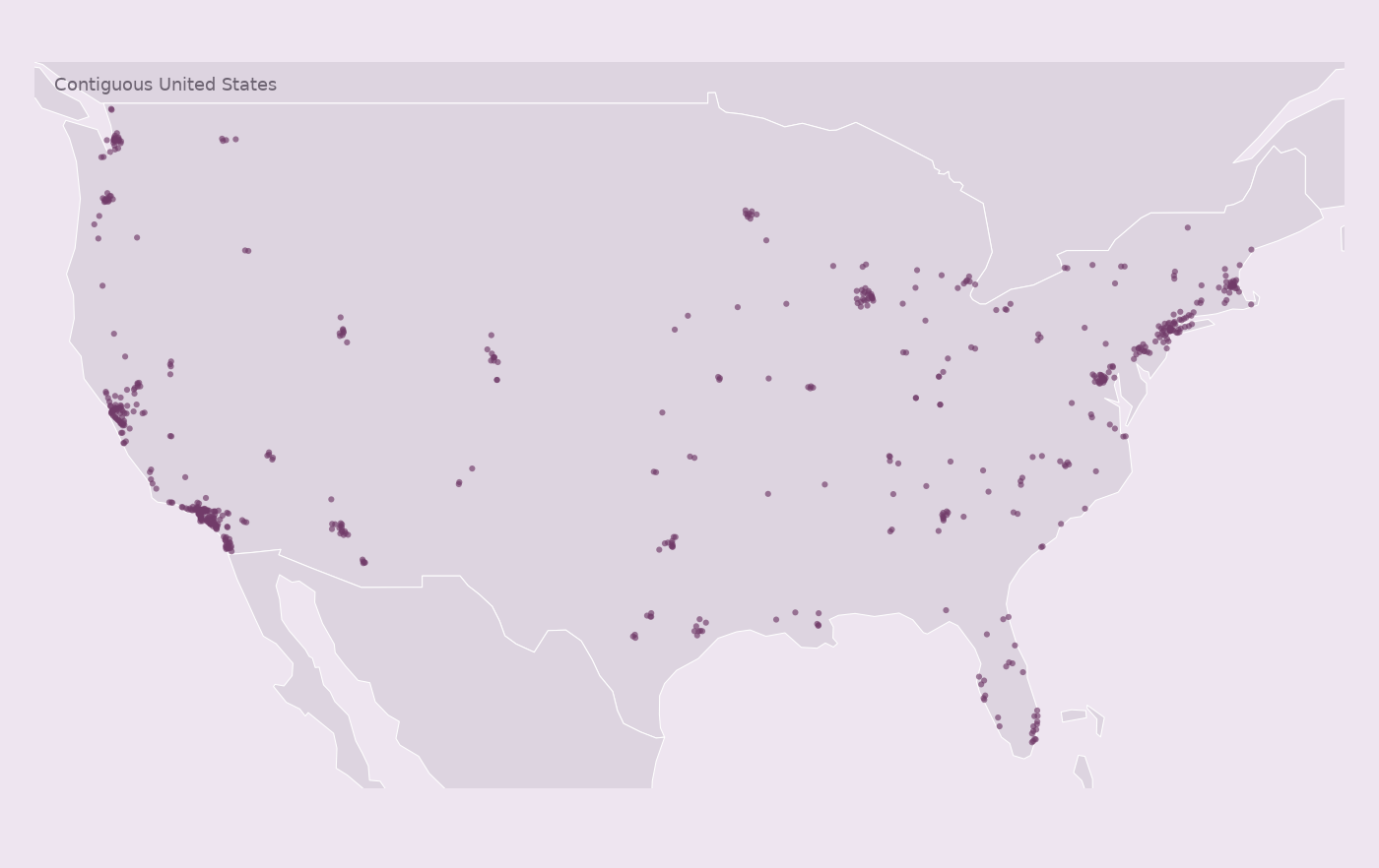 Map of collected Trader Joe's locations