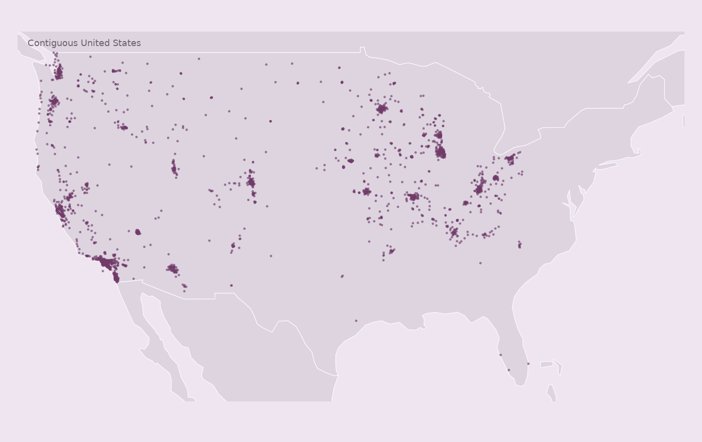 Map of collected U.S. Bank locations