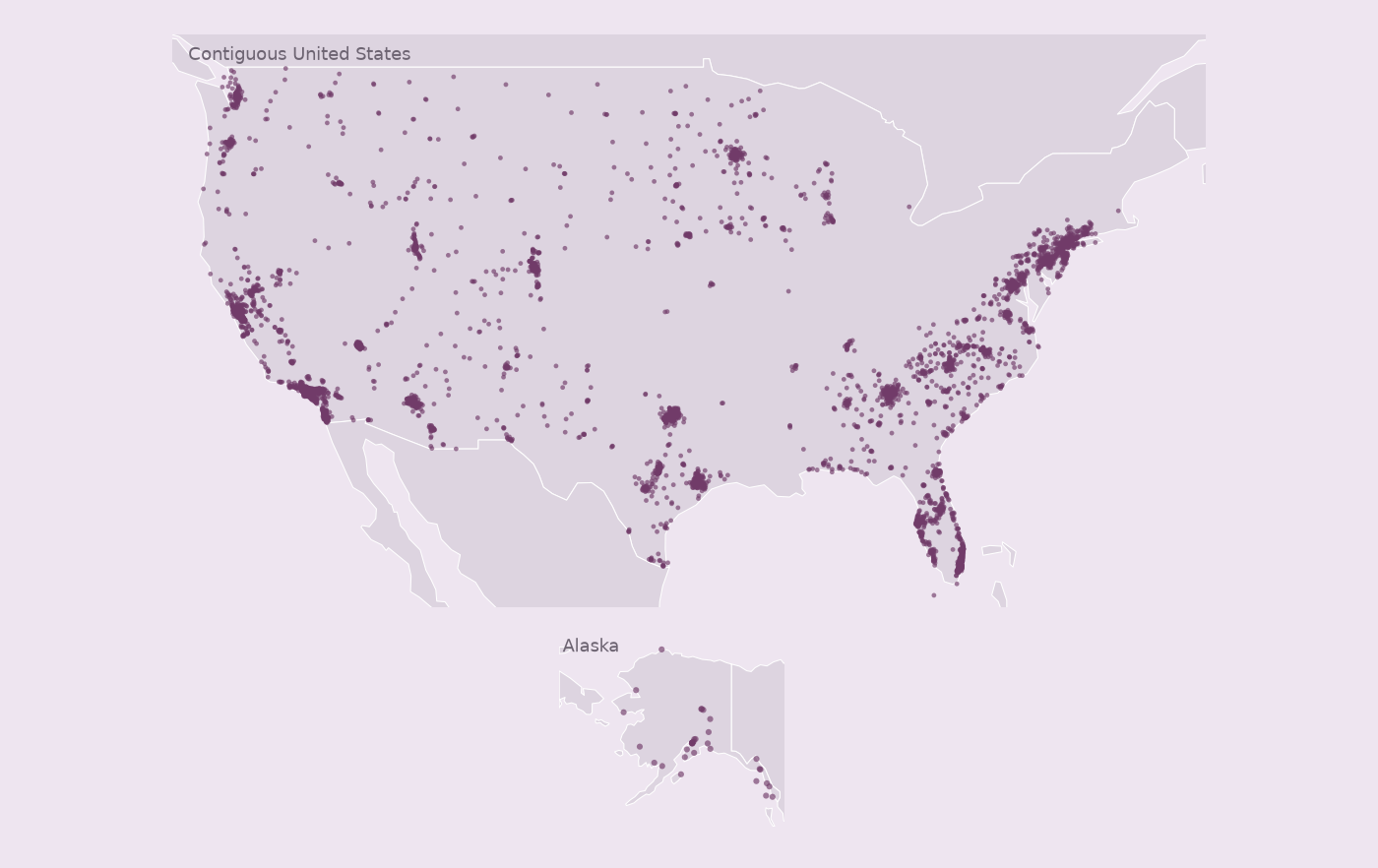 Map of collected Wells Fargo locations
