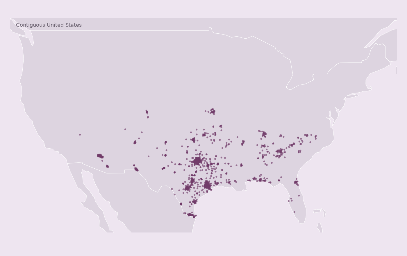 Map of collected Whataburger locations