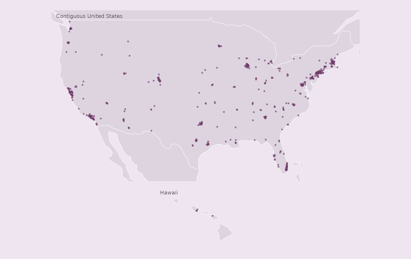Map of collected Whole Foods Market locations