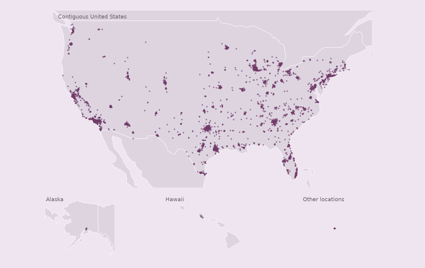 Map of collected Wingstop locations