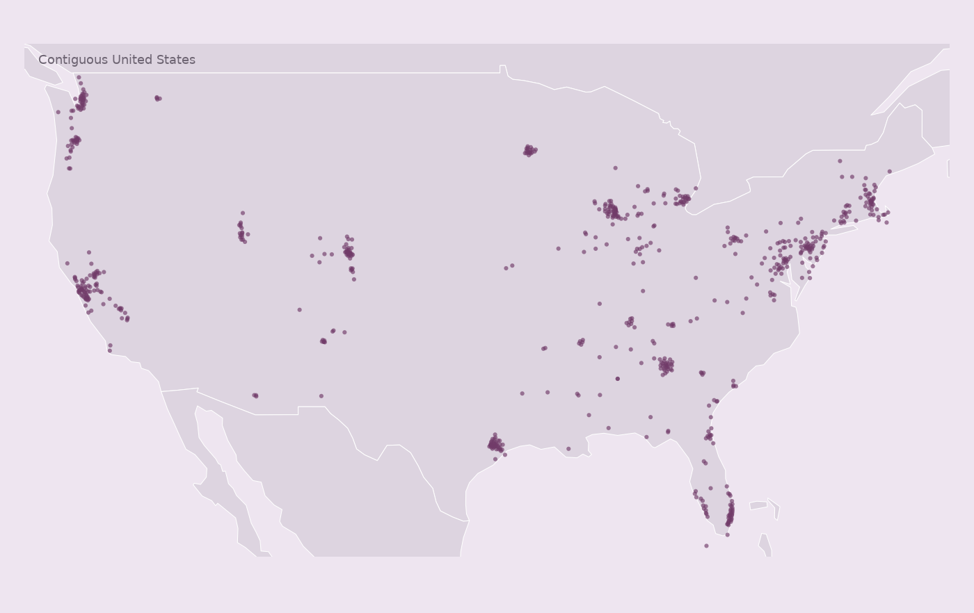 Map of collected Xfinity locations